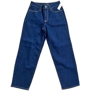 NEW‎ Old Navy Wide Leg Dark Wash Jeans High Rise Loose Women's 2 Petite Stretch